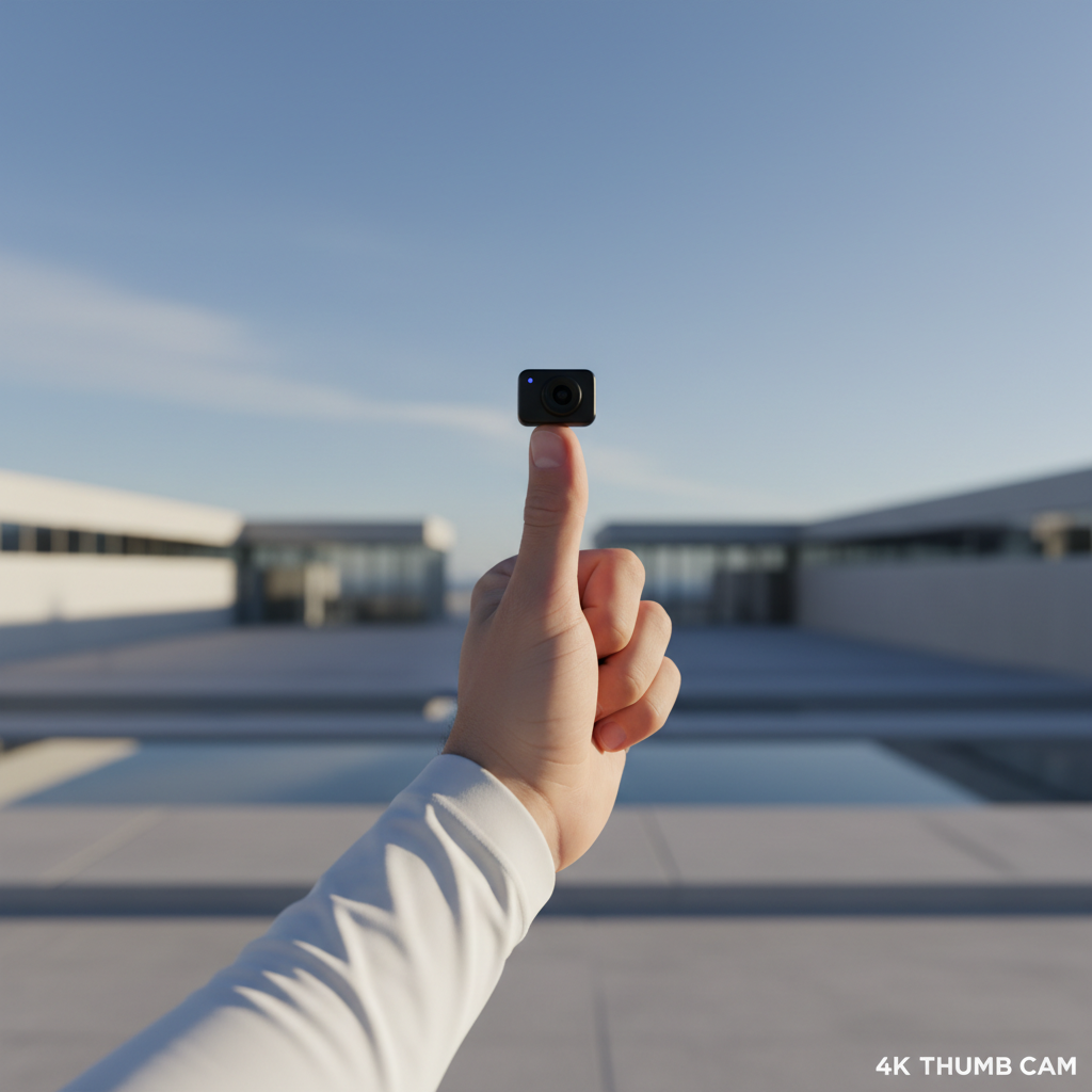 Person filming POV content with NovaTech ThumbCam 4K on thumb